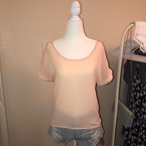 LIGHT PEACH SHEER TOP WITH OPEN BACK